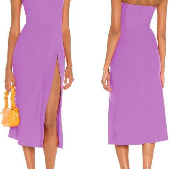 Dresses & Skirts - Women Strapless Midi Dress Polyester Size Large Off Shoulder Thigh High Slit